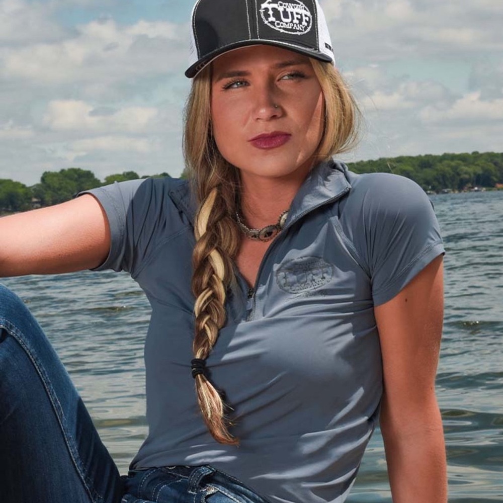 Cowgirl Tuff Breathe Instant Cooling UPF quarter zip short sleeve tee